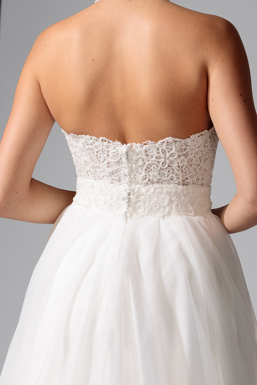 BEL22707_3 copie Robe de mariée BEL22707 robe courte perlée avec surjupe fendue en tulle